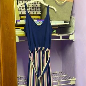 navy, pink, & white jumpsuit size medium.